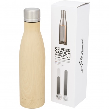Logotrade Firmengeschenke das Foto: Vasa Kupfer-Vakuum Isolierflasche in Holzoptik, 500 ml