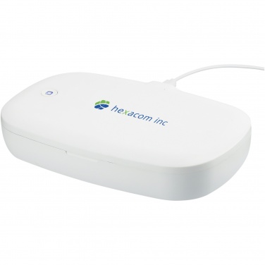 Logotrade Geschäftsgeschenke das Foto: Capsule UV Smartphone Sterilisator mit kabellosem 5 W Ladepad