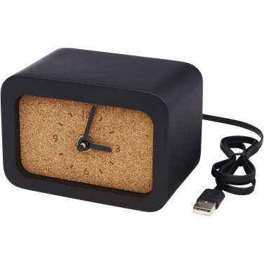 Logotrade Geschäftsgeschenke das Foto: Momento Kalkstein Tischuhr mit wireless Ladefunktion