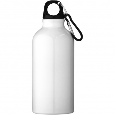 Logotrade Geschäftsgeschenke das Foto: Oregon 400 ml RCS-zertifizierte Trinkflasche aus recyceltem Aluminium mit Karabinerhaken