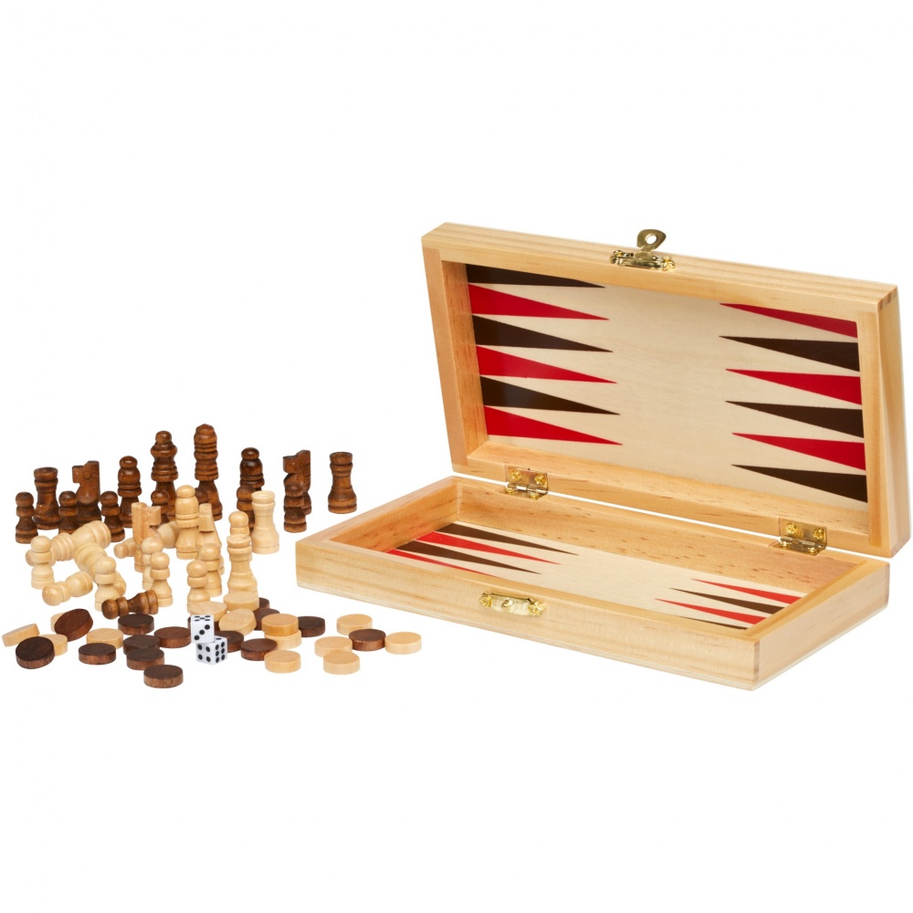 Logotrade Werbegeschenke das Foto: Mugo 3-in-1 Spieleset aus Holz