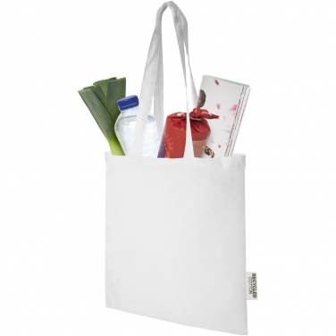 Logotrade Firmengeschenke das Foto: Madras 140 g/m² Baumwoll Tragetasche aus GRS recycelter Baumwolle, 7L