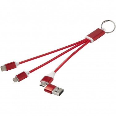 Logotrade Werbeartikel das Foto: Metal 4-in-1 Ladekabel aus recyceltem Aluminium mit Schlüsselanhänger