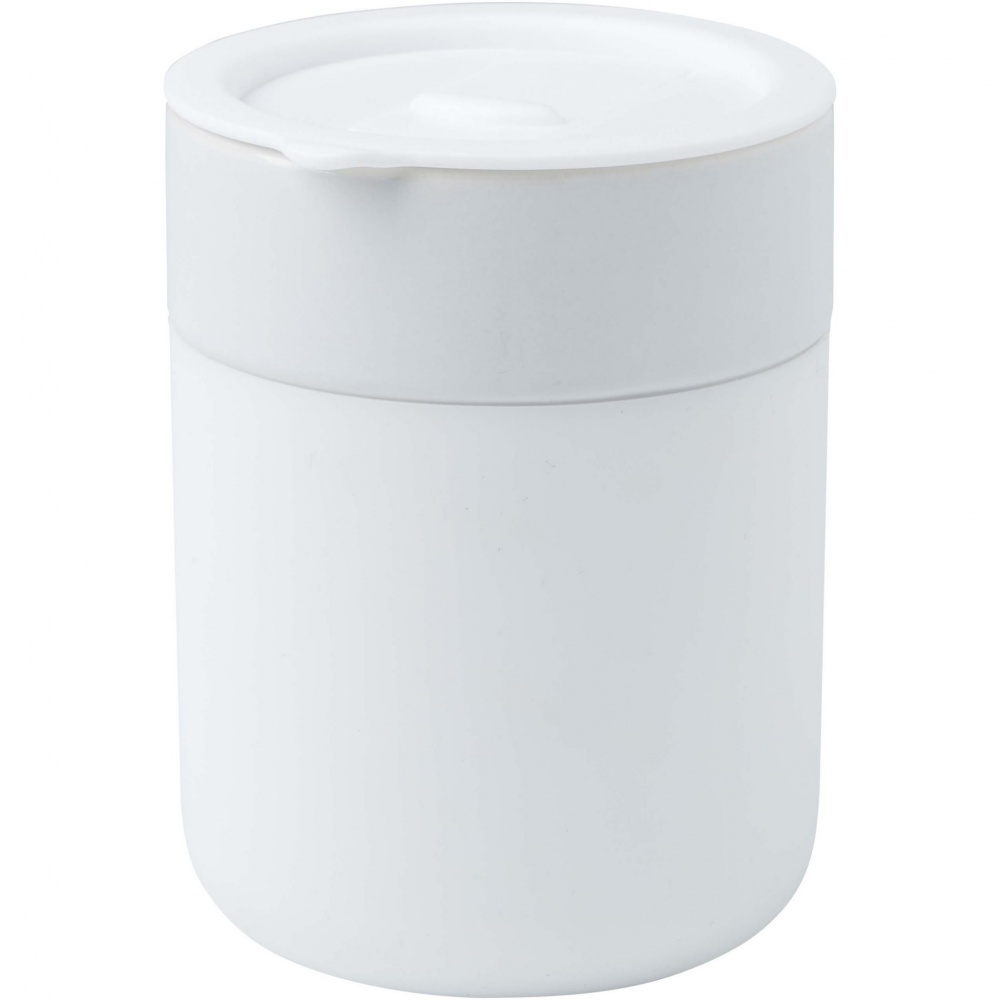 Logotrade Geschäftsgeschenke das Foto: Java 330 ml Keramikbecher mit Silikonhülle und Kunststoffdeckel