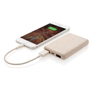 Logotrade Logogeschenke das Foto: Weizenstroh 5.000 mAh Pocket Powerbank