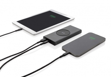 Logotrade Werbeartikel das Foto: Terra 10.000mAh 18W Powerbank aus RCS  Alu, 10W Wireless