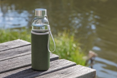 Logotrade Werbegeschenke das Foto: Glasflasche mit Neopren-Sleeve
