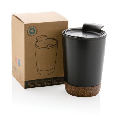 Logotrade Logogeschenke das Foto: GRS rPP Edelstahl-Kaffeebecher mit Kork