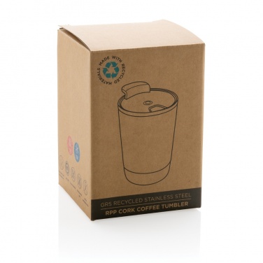 Logotrade Werbegeschenke das Foto: GRS rPP Edelstahl-Kaffeebecher mit Kork