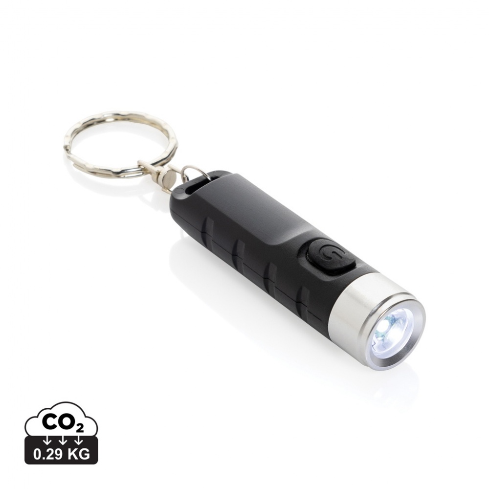 Logotrade Geschäftsgeschenke das Foto: Globix USB Schlüsselanhänger-Taschenlampe aus RCS rABS