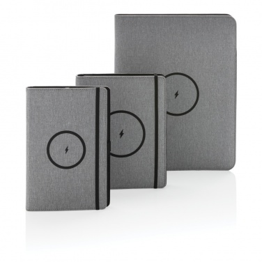 Logotrade werbemittel das Foto: Air 5W Wireless Charging Notizbuch A5 mit 5000 mAh Powerbank