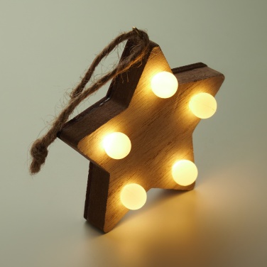 Logotrade Firmengeschenke das Foto: Anhänger aus Holz mit LED