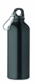 Einwandige 500-ml-Wasserflasche aus recyceltem Aluminium mit Karabiner, Schwarz