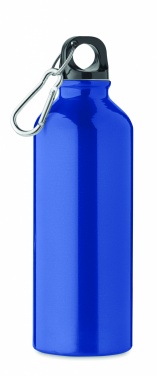 Logotrade Werbeartikel das Foto: Einwandige 500-ml-Wasserflasche aus recyceltem Aluminium mit Karabiner