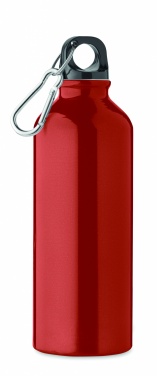 Logotrade Firmengeschenke das Foto: Einwandige 500-ml-Wasserflasche aus recyceltem Aluminium mit Karabiner