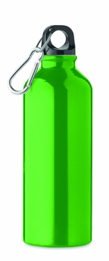 Logotrade Logogeschenke das Foto: Einwandige 500-ml-Wasserflasche aus recyceltem Aluminium mit Karabiner