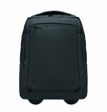 Logotrade Werbegeschenke das Foto: Ein tragbarer Rucksack-Trolley mit Rädern, hergestellt aus 600D RPET-Polyester.