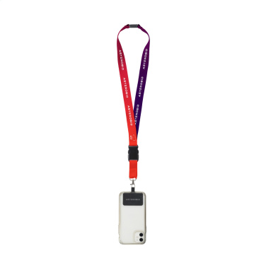 Logotrade Firmengeschenke das Foto: Lanyard Promo Complete Sublimation RPET 2 cm mit Patch