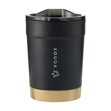 Logotrade Werbeartikel das Foto: Kobe Bamboo RCS Kaffeetasse aus recyceltem Stahl, 350 ml