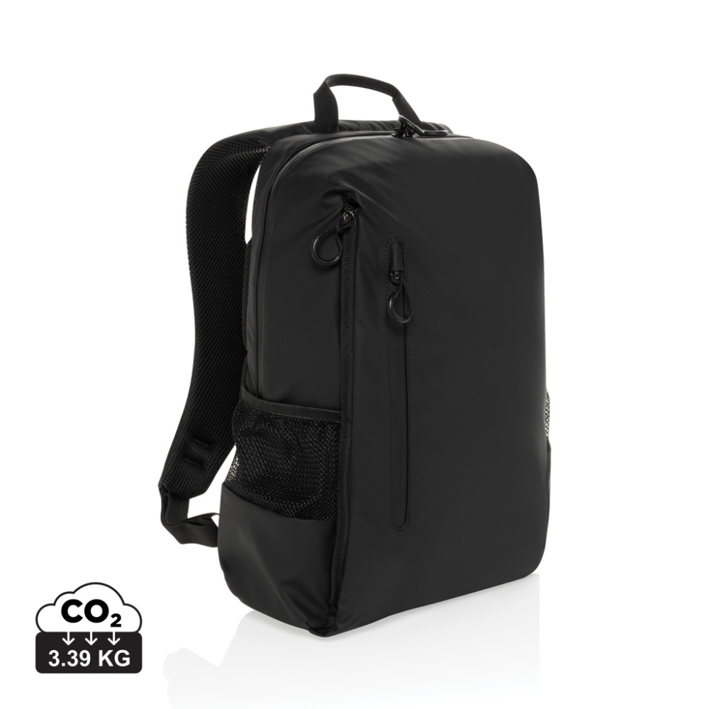 Logotrade Werbeartikel das Foto: Lima Aware™ RPET wasserabweisender 15,6" Laptop-Rucksack