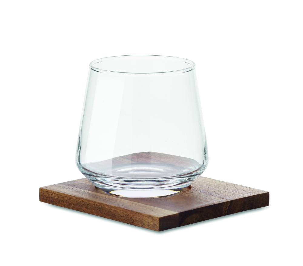 Logotrade Geschäftsgeschenke das Foto: Glas mit Untersetzer