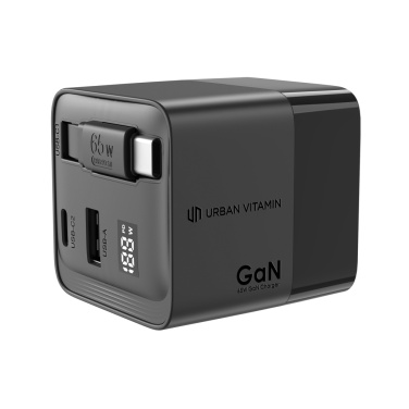 Logotrade Werbeartikel das Foto: Urban Vitamin Mendocino 65W GaN-Charger mit einziehb. Kabel