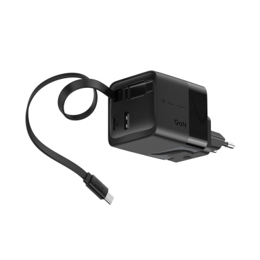 Logotrade Werbeartikel das Foto: Urban Vitamin Mendocino 65W GaN-Charger mit einziehb. Kabel