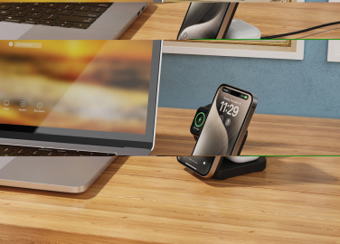 Logotrade Firmengeschenke das Foto: Urban Vitamin Arcadia 15W 3in1 Magnet-Charger aus RCS rABS