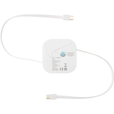 Logotrade Firmengeschenke das Foto: Gloas Aufrollbares 5 in 1 Kabel aus Recyclingmaterial mit Datensynchronisierung und 100 W Schnellladefunktion sowie Smartphone Toolkit