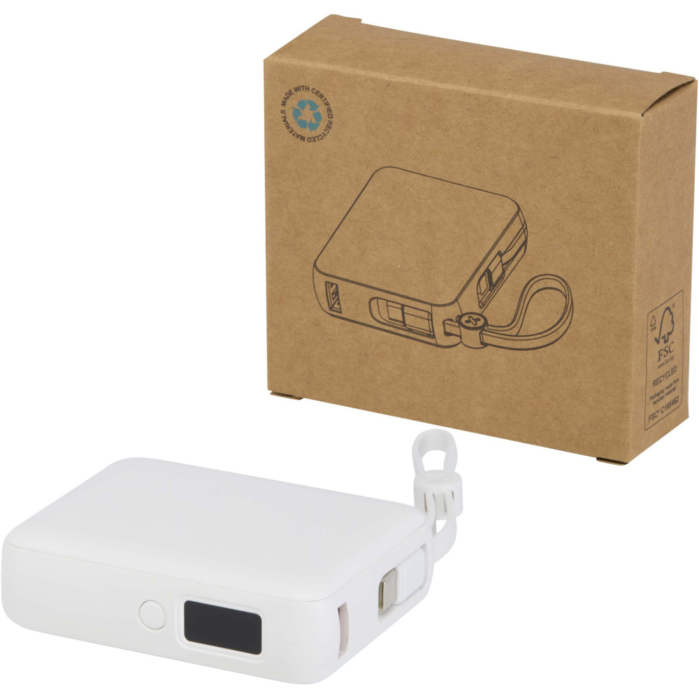 Logotrade werbemittel das Foto: Acrux 35 W 10.000 mAh Tablet Powerbank mit integriertem Typ-C-Kabel aus recyceltem Kunststoff