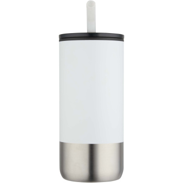 Logotrade Werbegeschenke das Foto: Grayson 480 ml RCS recycelter Isolierbecher mit Trinkhalm