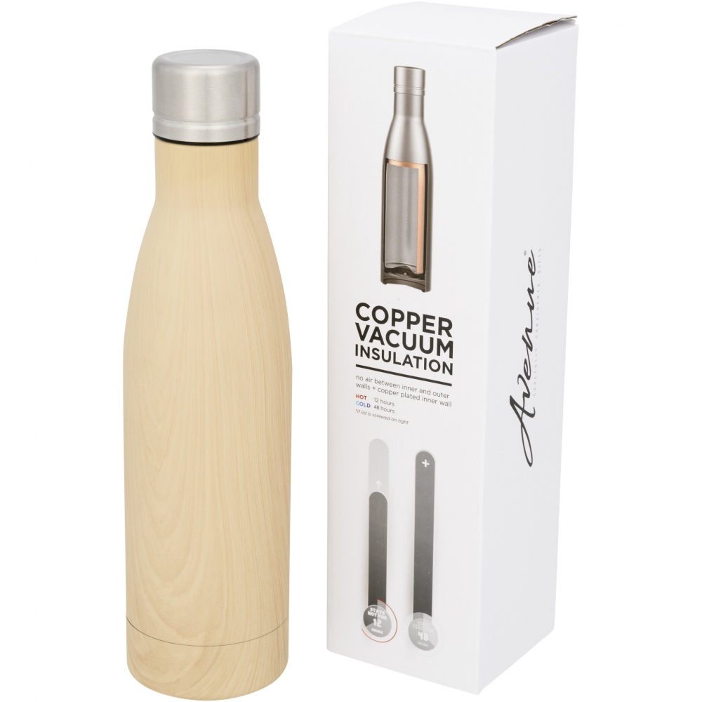 Logo trade promotional gifts picture of: Vasa 500 ml wood-look copper vacuum insulated bottle