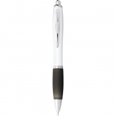 Logotrade promotional gift image of: Nash ballpoint pen with white barrel and coloured grip