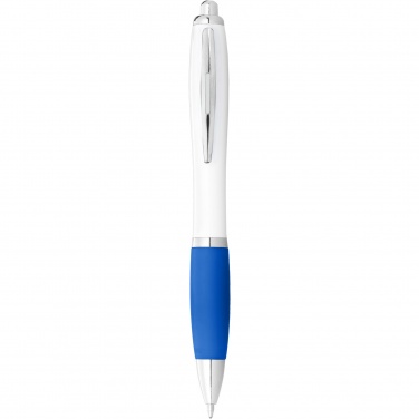 Logo trade promotional merchandise picture of: Nash ballpoint pen with white barrel and coloured grip
