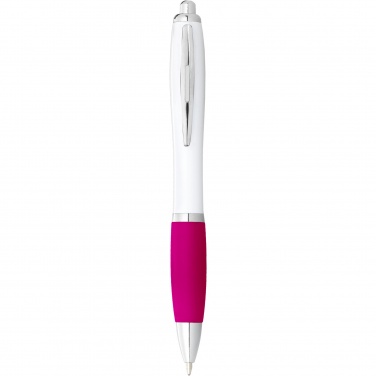 Logo trade promotional merchandise image of: Nash ballpoint pen with white barrel and coloured grip