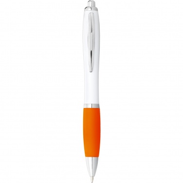 Logo trade promotional giveaways picture of: Nash ballpoint pen with white barrel and coloured grip