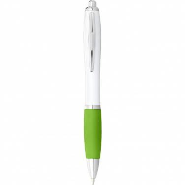 Logotrade promotional products photo of: Nash ballpoint pen with white barrel and coloured grip