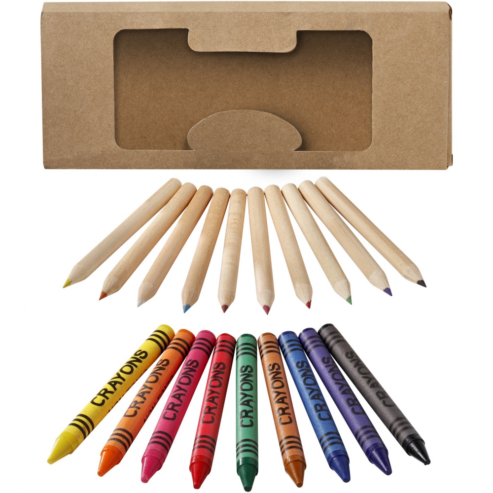 Logo trade promotional products image of: Lucky 19-piece coloured pencil and crayon set