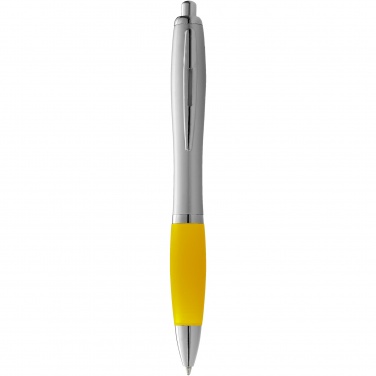 Logo trade advertising product photo of: Nash ballpoint pen silver barrel and coloured grip