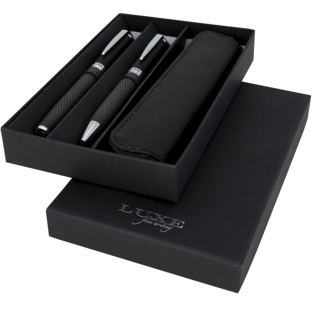 Logotrade promotional products photo of: Carbon duo pen gift set with pouch