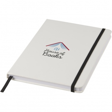Logo trade promotional products image of: Spectrum A5 white notebook with coloured strap