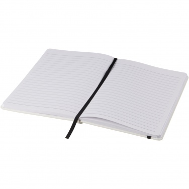 Logo trade promotional items image of: Spectrum A5 white notebook with coloured strap