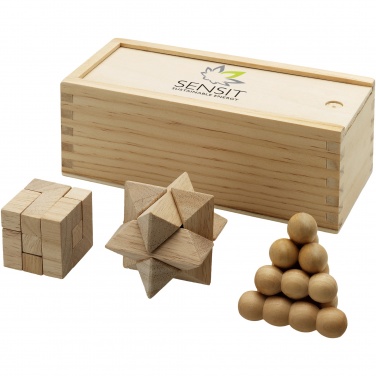 Logotrade promotional gift picture of: Brainiac 3-piece wooden brain teaser set