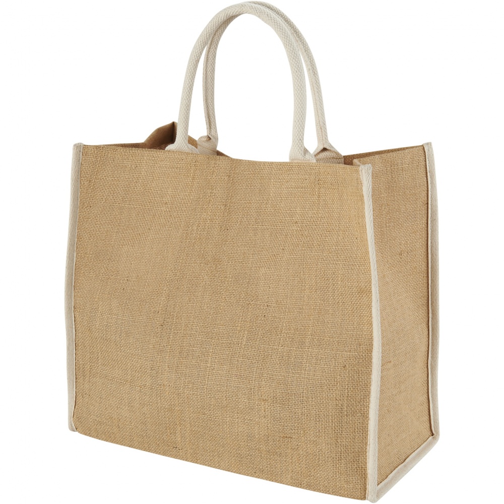 Logo trade business gifts image of: Harry coloured edge jute tote bag 25L