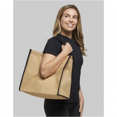 Logo trade business gifts image of: Harry coloured edge jute tote bag 25L