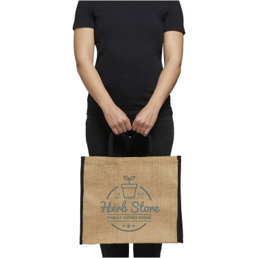 Logo trade promotional merchandise picture of: Harry coloured edge jute tote bag 25L