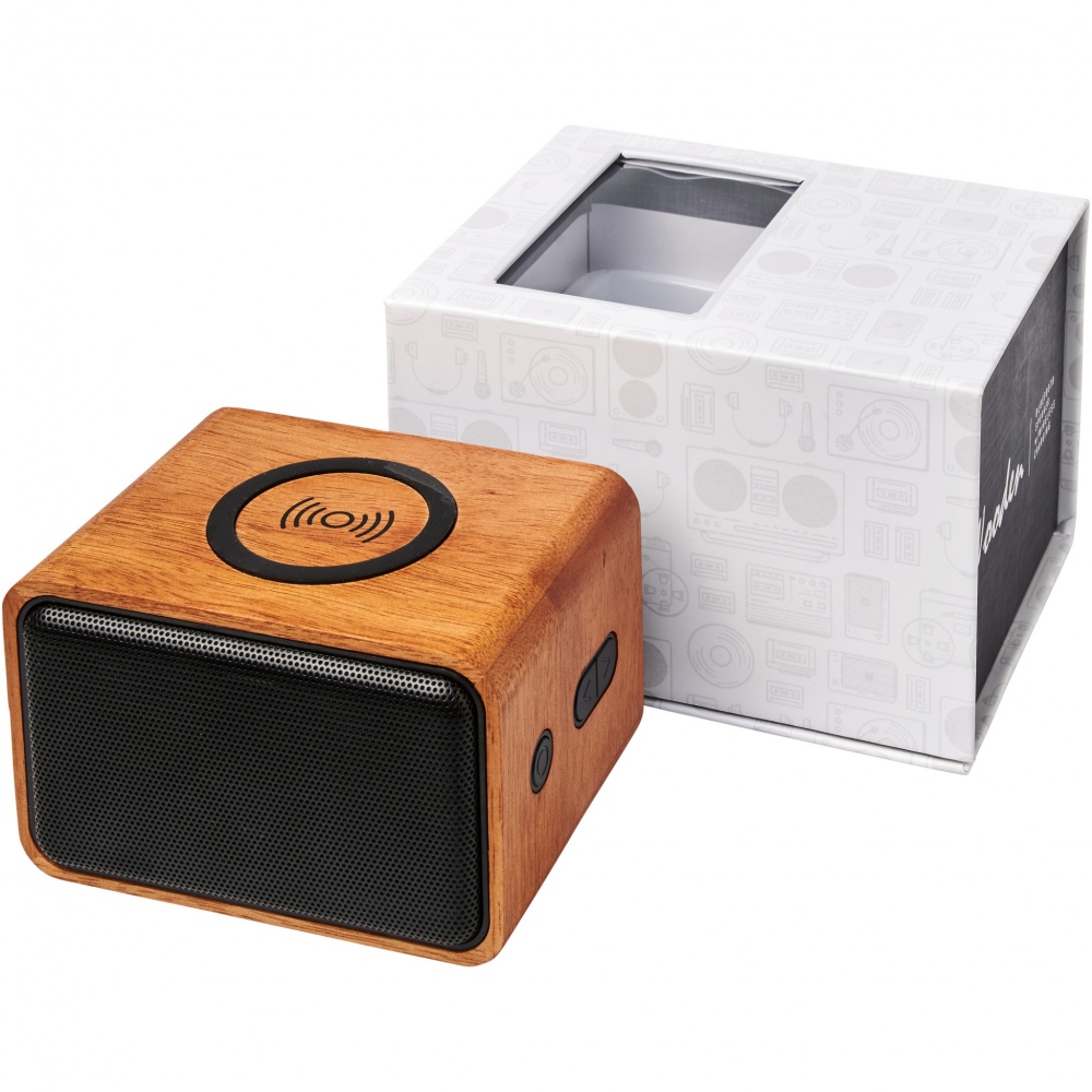 Logotrade business gifts photo of: Wooden 3W speaker with wireless charging pad