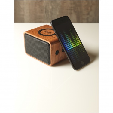 Logo trade advertising products picture of: Wooden 3W speaker with wireless charging pad