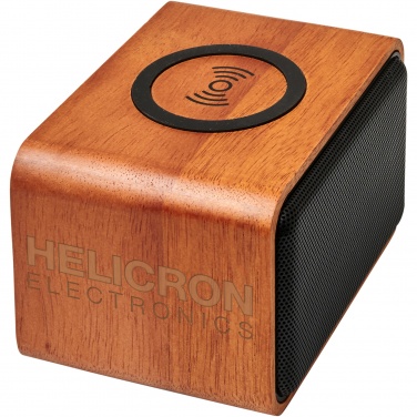 Logo trade promotional merchandise photo of: Wooden 3W speaker with wireless charging pad