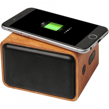 Logo trade promotional giveaways image of: Wooden 3W speaker with wireless charging pad